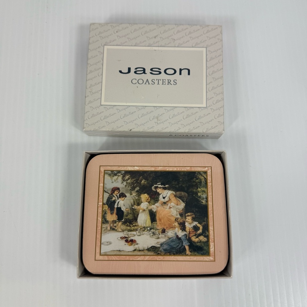 Jason Products Coasters Set of 6 Yesterday's Child Vintage Rectangle Cork Backed
